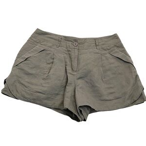 Silvergate 1 Women's Sz Large Shorts Pleated Gray Beige Ramie Linen Blend 3" Ins